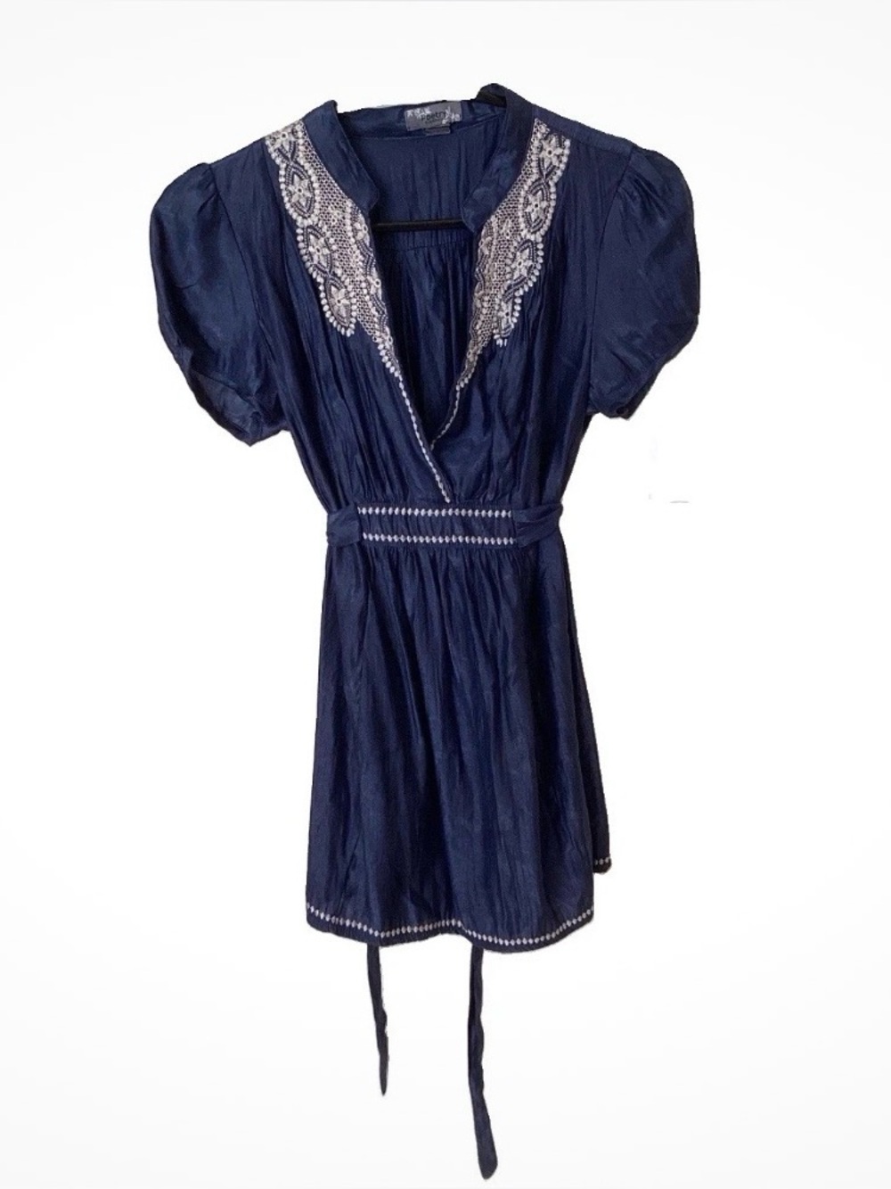 Poetry Navy Embroidered V-Neck Tunic
